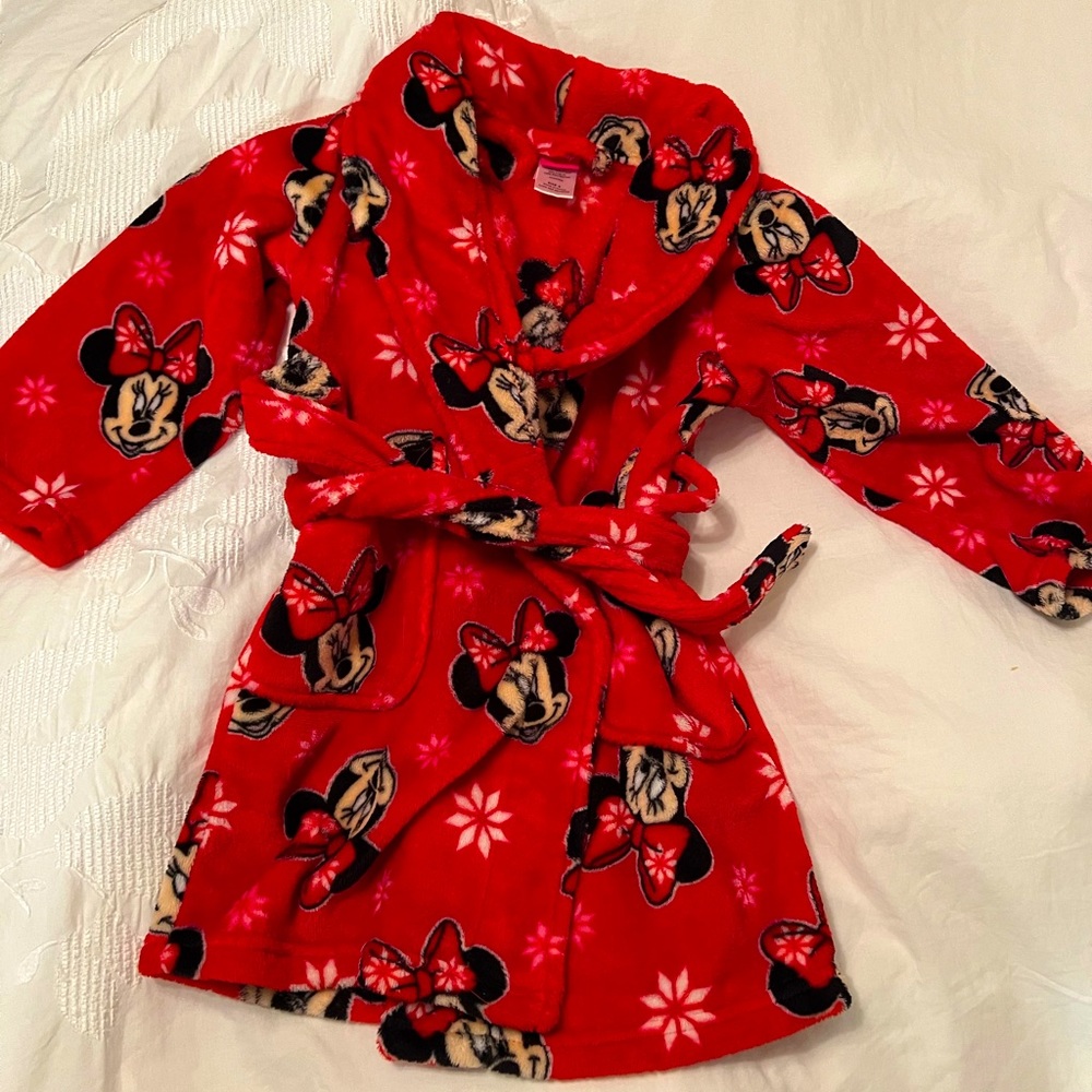 Disney brand Minnie Mouse warm red fuzzy soft pj bath robe - Picture 1 of 5